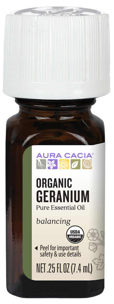 AURA CACIA Geranium Organic Essential Oil (7.4 ml)