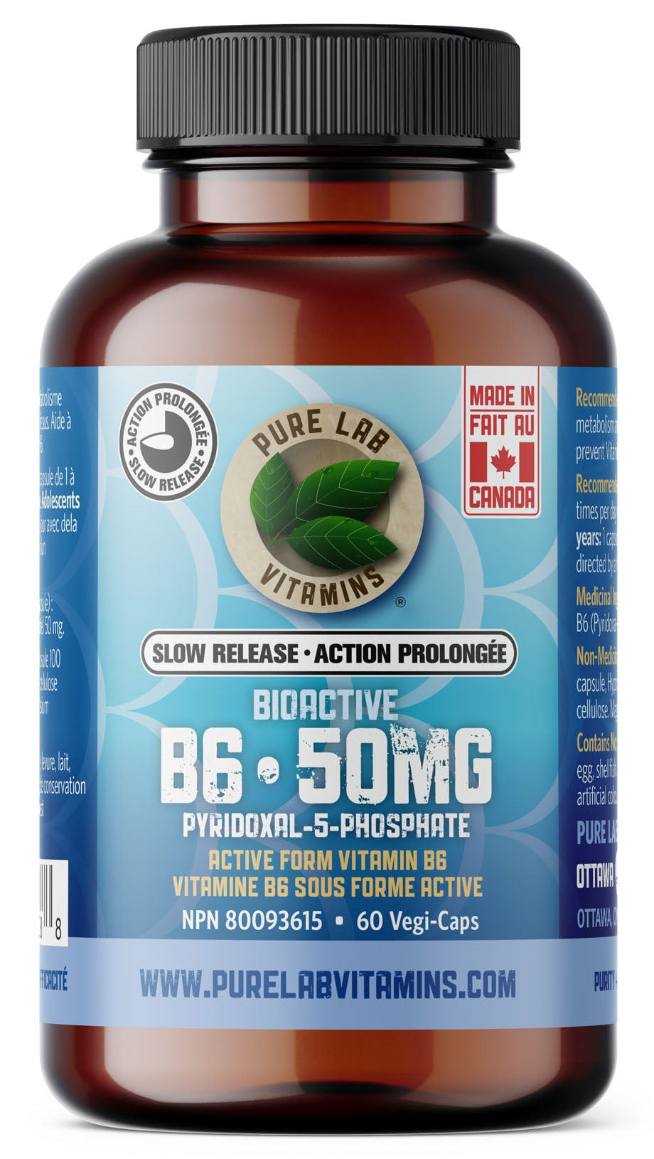 PURE LAB Bioactive B6 Slow Release (60 veg caps)