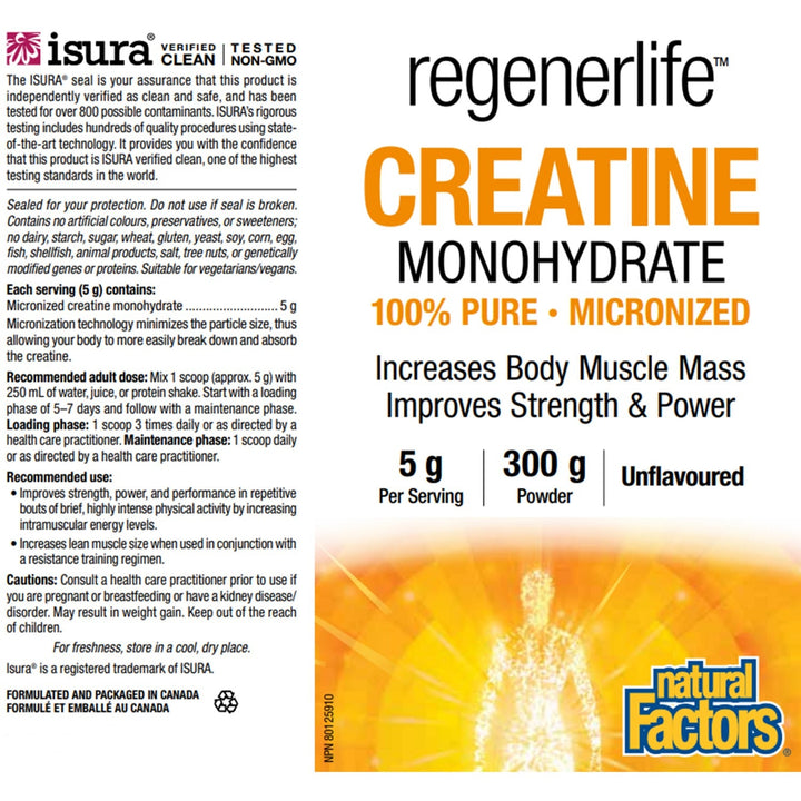 REGENERLIFE Creatine Monohydrate (Unflavoured - 300 gr)