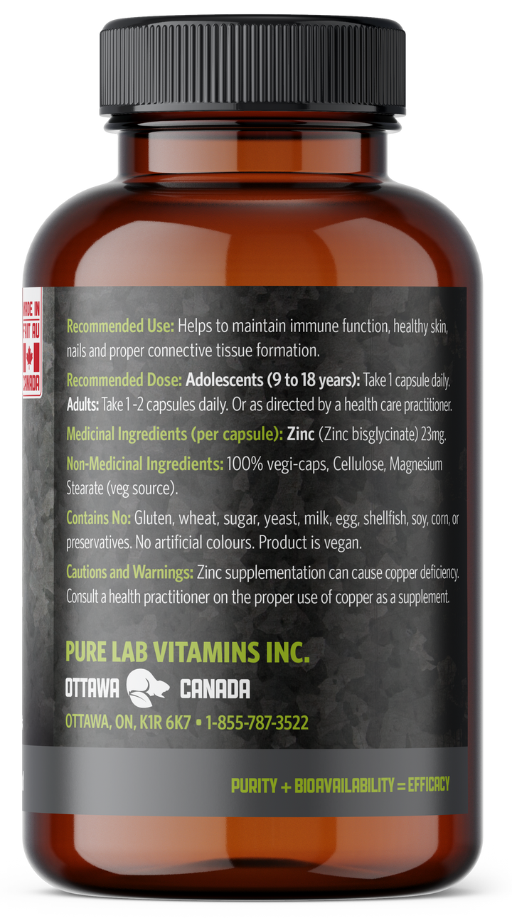 Brown supplement bottle with black label on a white background