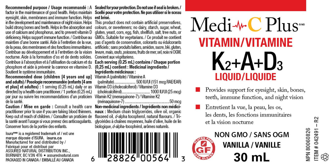 Medi-C Plus Vitamin K2 + A + D3 (30 ml)