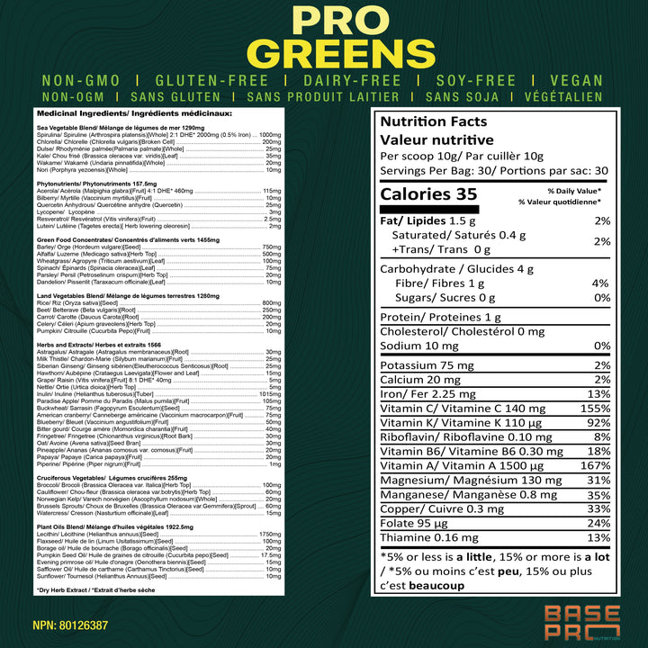 BASE PRO NUTRITION Pro Greens (Pineapple - 300 gr)
