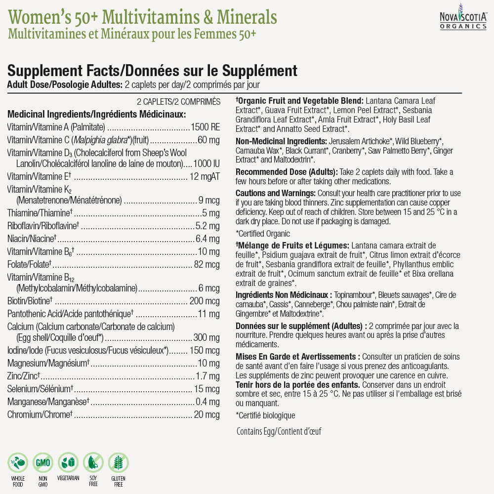 NOVA SCOTIA ORGANICS Womens 50+ Multi & Minerals (60 caps)